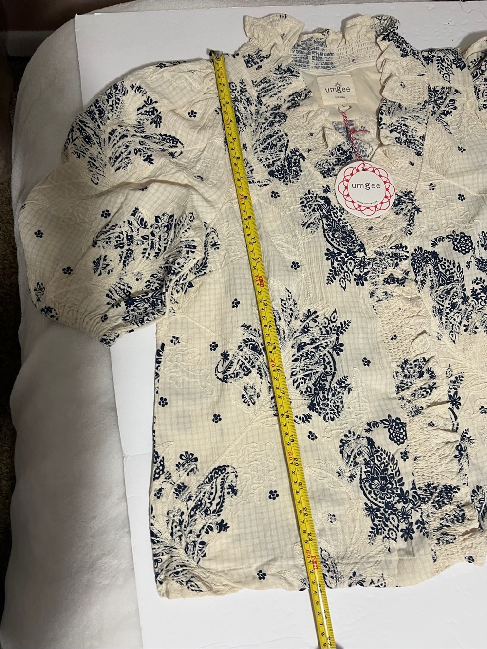 NWT Umgee Blouse Large Navy Dsesign - Picture 15 of 16